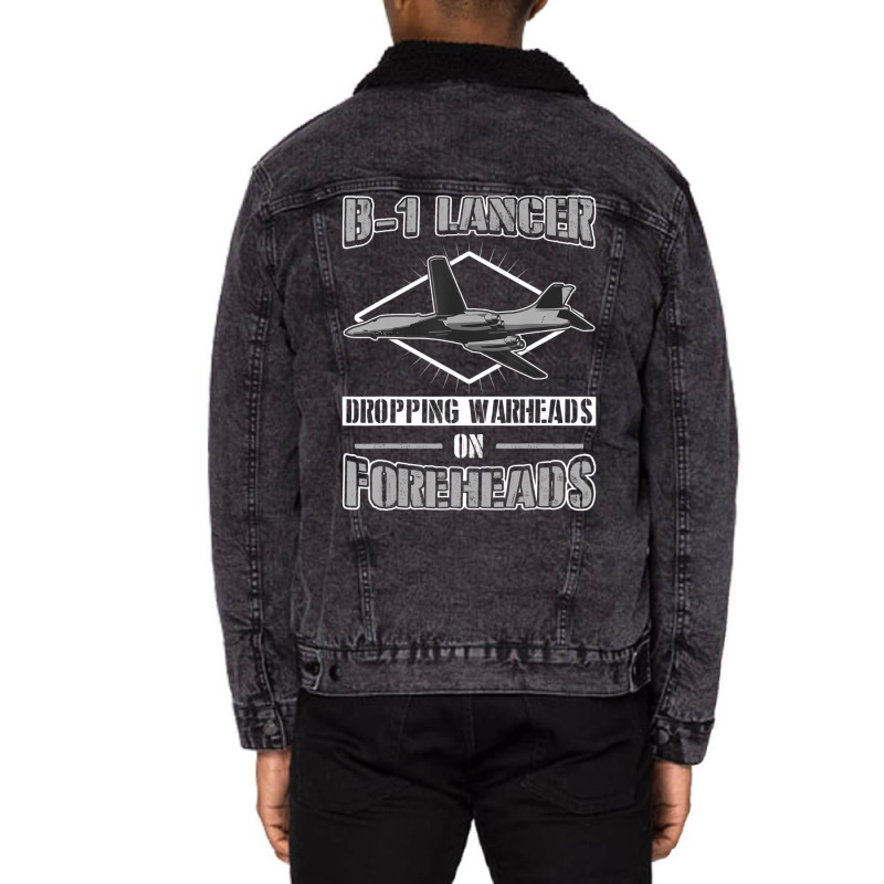 Trending B-1 Lancer Dropping Warheads On Foreheads Unisex Sherpa-Lined Denim Jacket by quanghuydinh1 | Artistshot