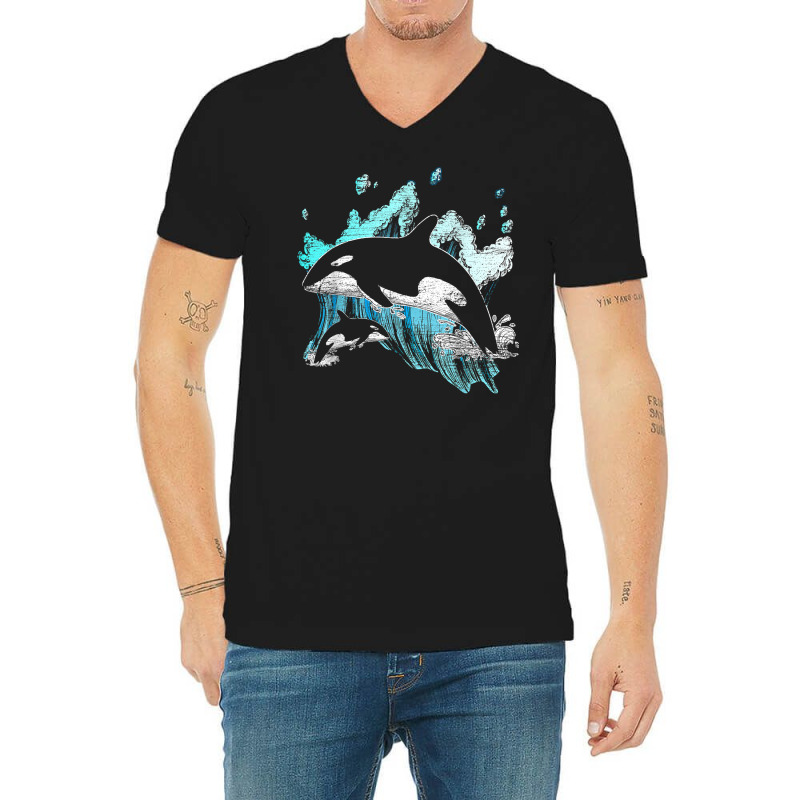 Killer Whale Ocean Swim Cool Animal Creature Orca T Shirt V-neck Tee | Artistshot