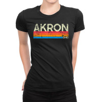 Vintage Retro Akron Ohio Distressed Souvenir Ladies Fitted T-shirt | Artistshot