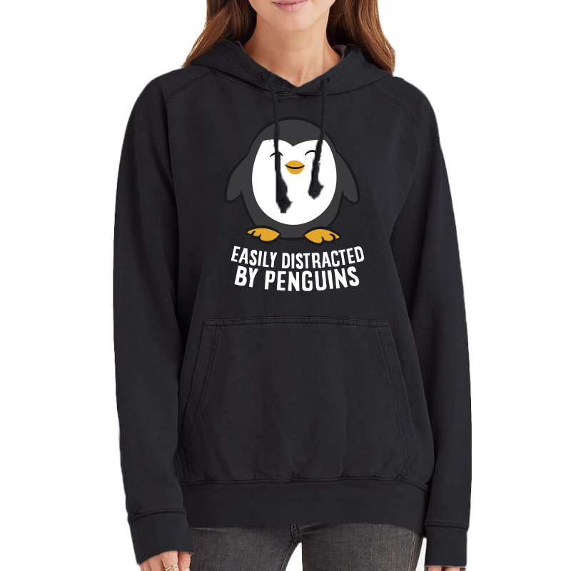 Cute Penguin Lover Gift Easily Distracted By Penguins Pullover Hoodie Vintage Hoodie | Artistshot