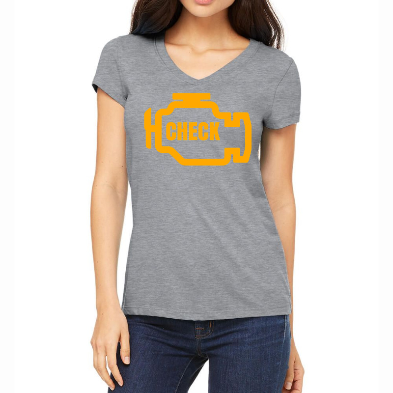 Yellow Car Engine Dashboard Warning Light  Funny Mechanic Women's V-Neck T-Shirt by Davidartist | Artistshot