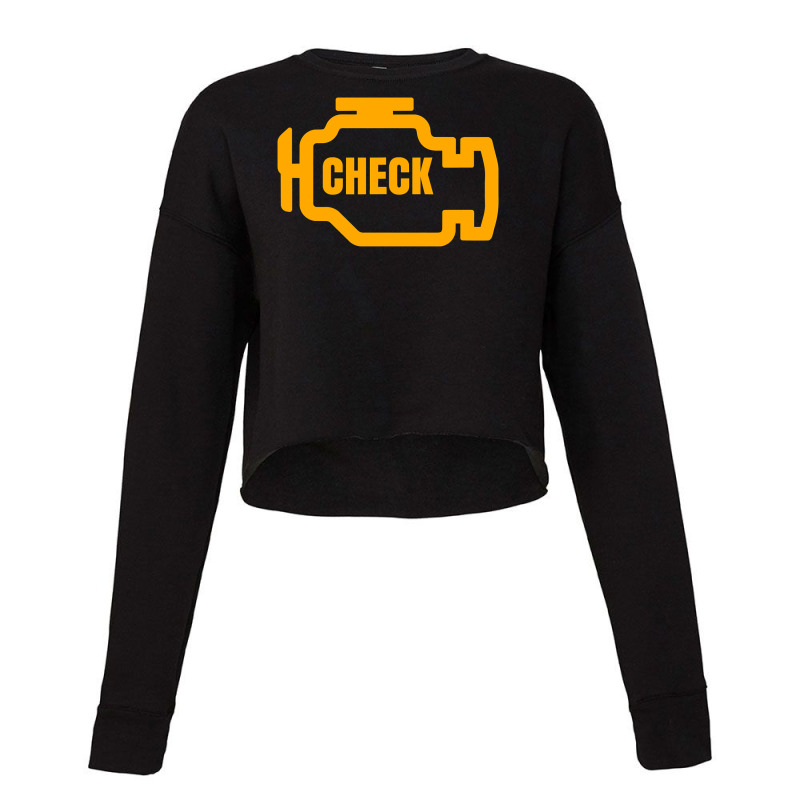 Yellow Car Engine Dashboard Warning Light  Funny Mechanic Cropped Sweater by Davidartist | Artistshot