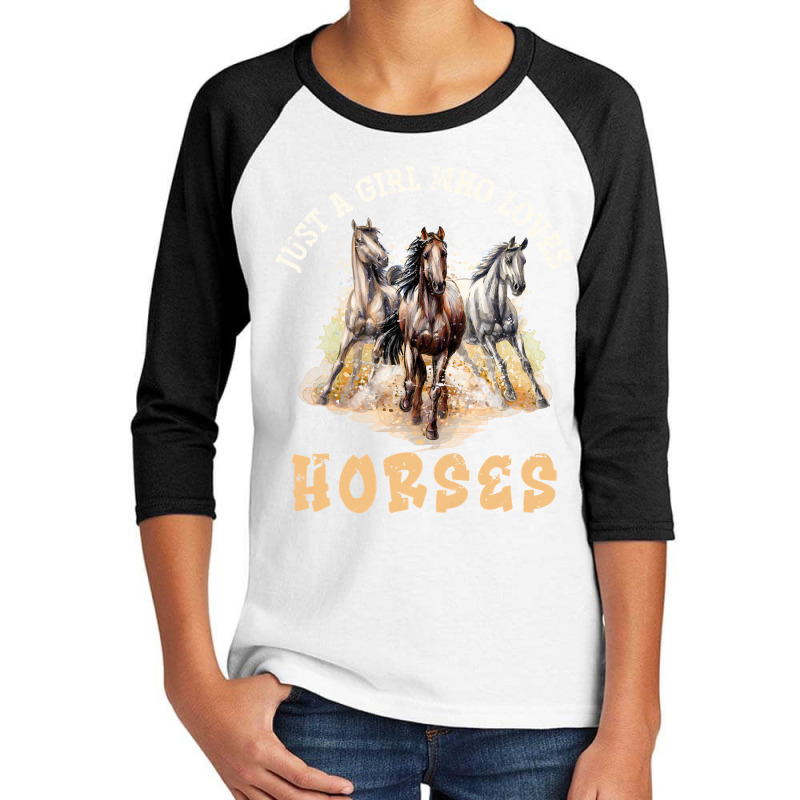 Animal Horseback Riding Horse Girls Women Gift Horse Pullover Youth 3/4 Sleeve by HayleyArtist | Artistshot