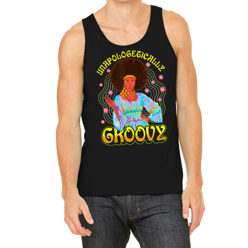 Limited Edition Unapologetically Groovy Black 70s Dance Party Peace Tank Top | Artistshot