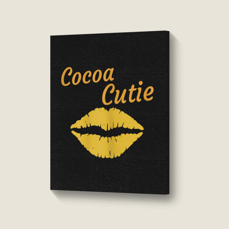 Womens Cocoa Cutie Sexy Gold Lips Cute Melanin Portrait Canvas Print | Artistshot