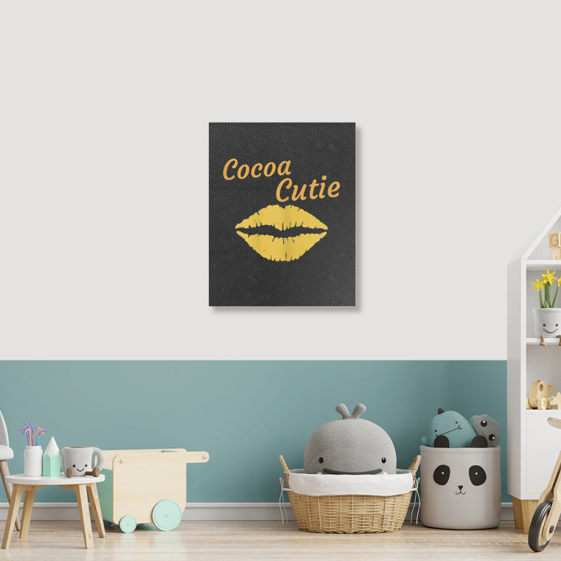 Womens Cocoa Cutie Sexy Gold Lips Cute Melanin Portrait Canvas Print | Artistshot