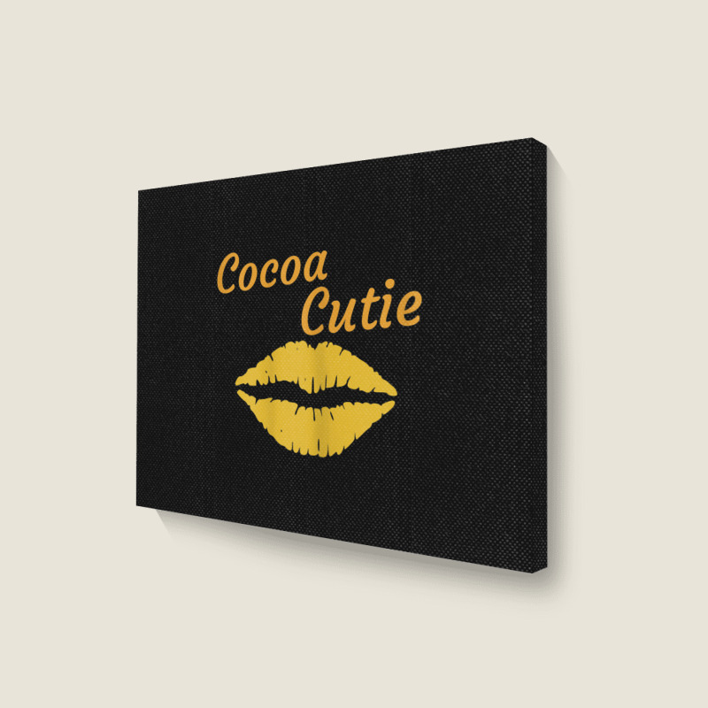 Womens Cocoa Cutie Sexy Gold Lips Cute Melanin Landscape Canvas Print | Artistshot