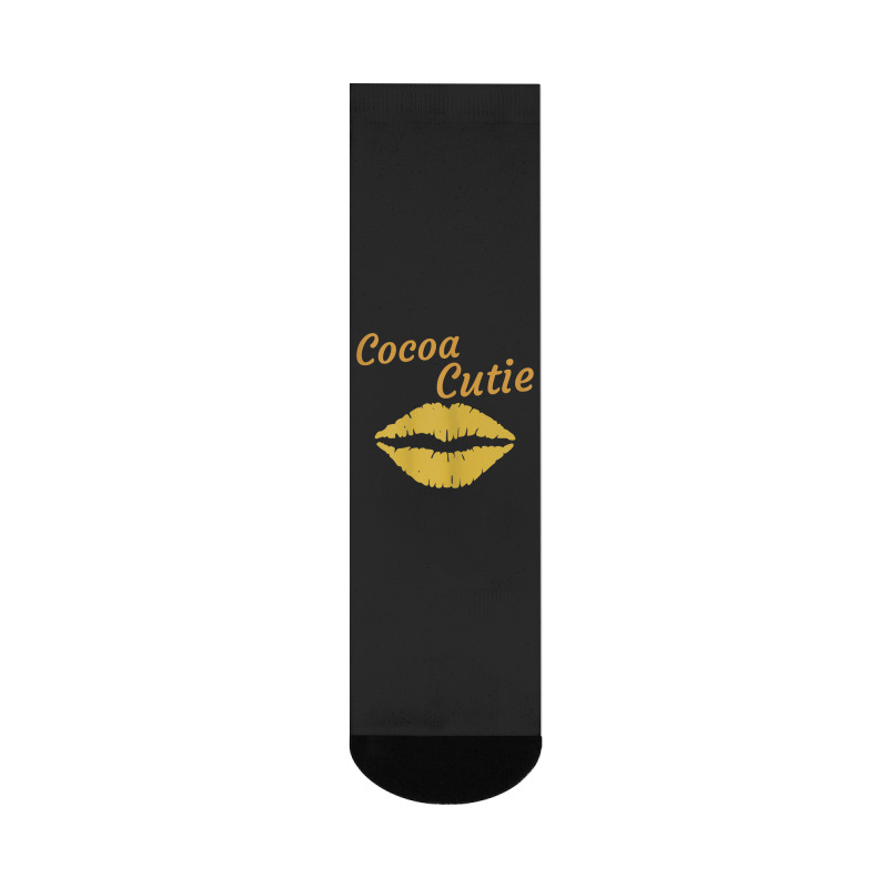 Womens Cocoa Cutie Sexy Gold Lips Cute Melanin Crew Socks | Artistshot