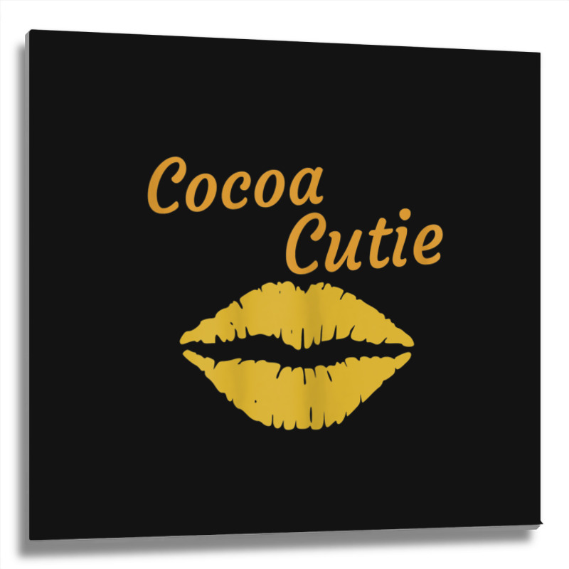 Womens Cocoa Cutie Sexy Gold Lips Cute Melanin Metal Print Square | Artistshot