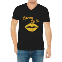 Womens Cocoa Cutie Sexy Gold Lips Cute Melanin V-neck Tee | Artistshot