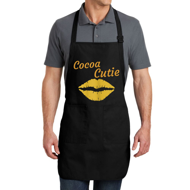 Womens Cocoa Cutie Sexy Gold Lips Cute Melanin Full-length Apron | Artistshot