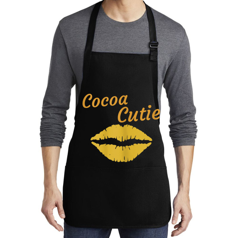 Womens Cocoa Cutie Sexy Gold Lips Cute Melanin Medium-length Apron | Artistshot