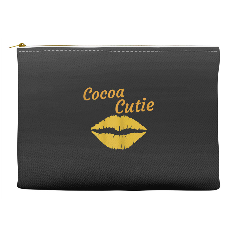 Womens Cocoa Cutie Sexy Gold Lips Cute Melanin Accessory Pouches | Artistshot