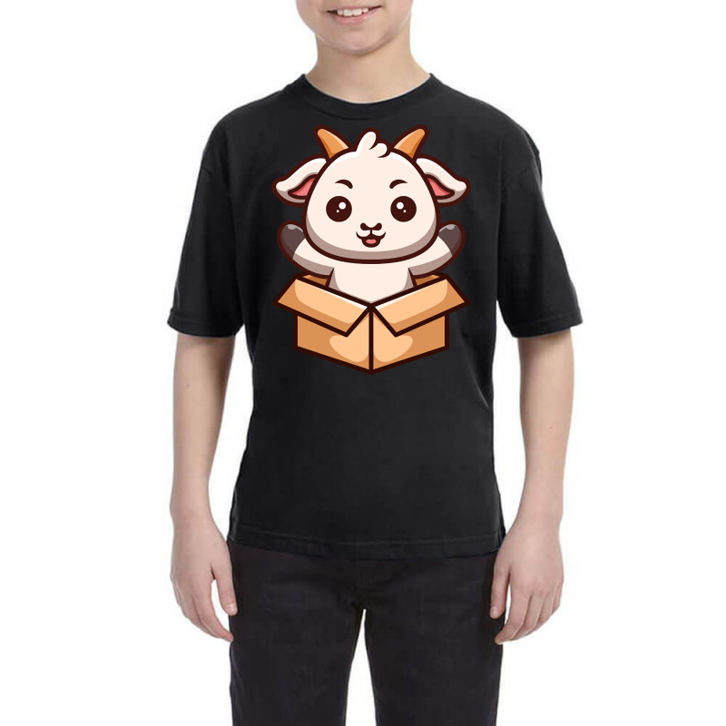 Hot Trend Goat Sitting Out From Box Cute Cartoon Youth Tee by Ledford Leslie | Artistshot