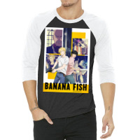 Banana Fish Poster Blue 3/4 Sleeve Shirt | Artistshot