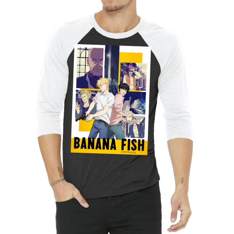 Banana Fish Poster Blue 3/4 Sleeve Shirt by woelkelytjeb | Artistshot