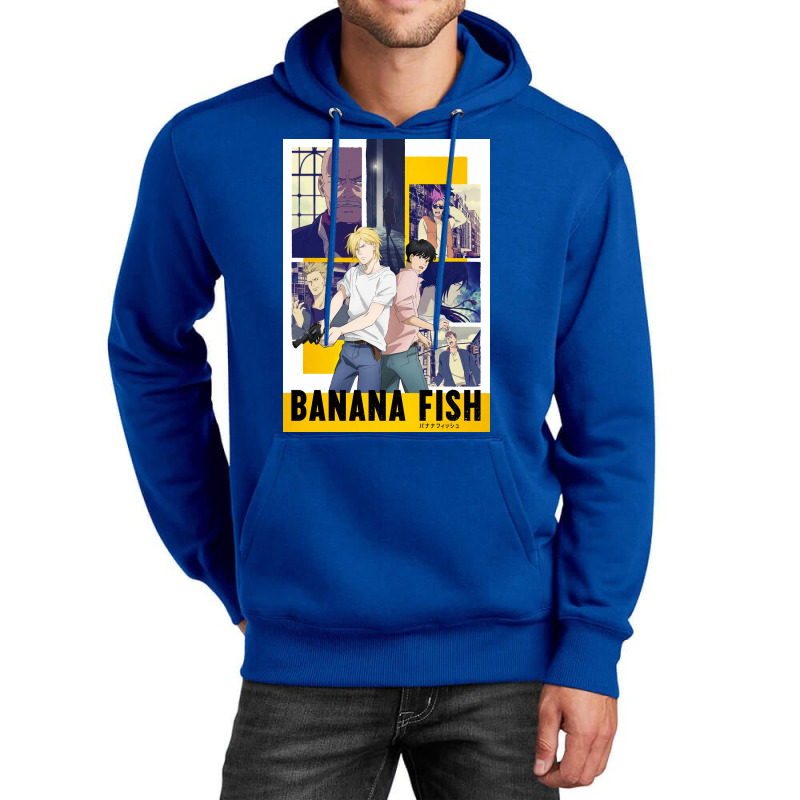 Banana Fish Poster Blue Unisex Hoodie by woelkelytjeb | Artistshot