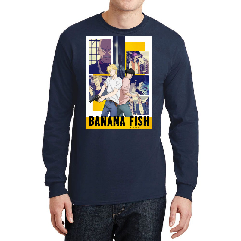 Banana Fish Poster Blue Long Sleeve Shirts by woelkelytjeb | Artistshot