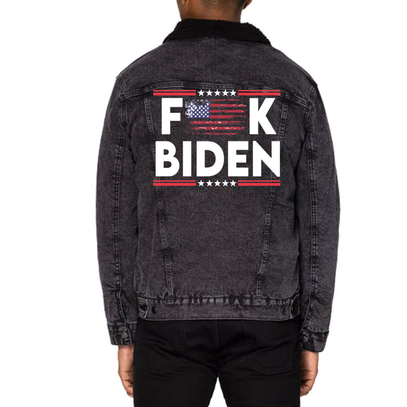 Fuck Biden   Vintage Unisex Sherpa-Lined Denim Jacket by gelezaconolea | Artistshot