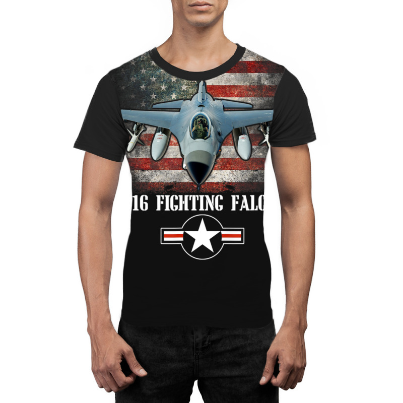 Hot Trend F16 Fighting Falcon American Flag Patriotic Usaf Graphic T-shirt by quanghuydinh1 | Artistshot