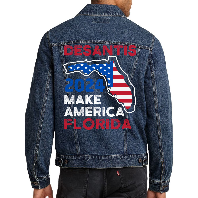 Desantis 2024 Make America Florida Vote Republican President Ron Desan Men Denim Jacket | Artistshot