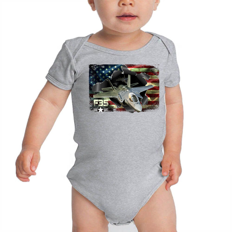 Limited Edition F-35 Lightning Air Force Military Veteran Pride Us Fla Baby Bodysuit by quanghuydinh1 | Artistshot