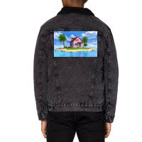 Kame House Poster Vintage Unisex Sherpa-lined Denim Jacket | Artistshot