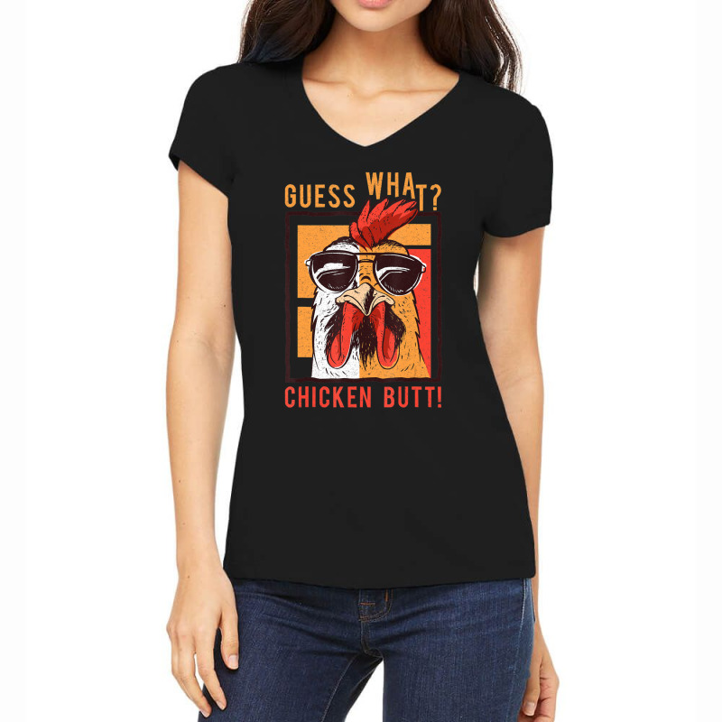 Guess What Chicken Butt! Dadsiblingsfriends Humor Women's V-Neck T-Shirt by Min05 | Artistshot