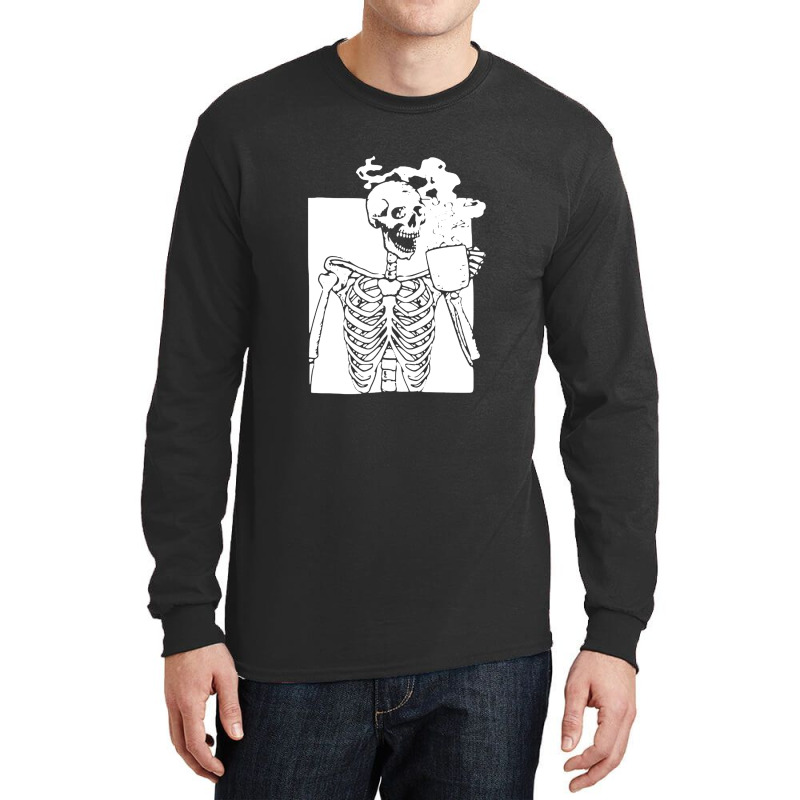 Skeleton Drink Coffee Halloween Long Sleeve Shirts | Artistshot