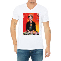 Frida Kahlo Painting Flower V-neck Tee | Artistshot