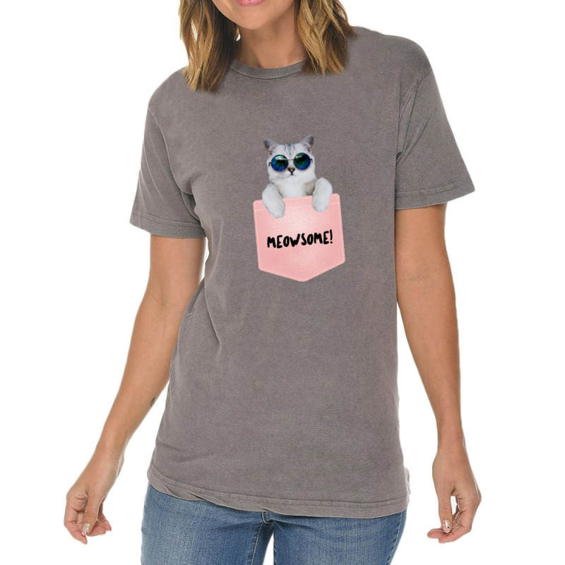 A Cool Cat In A Pocket Vintage T-Shirt by alecy soon | Artistshot