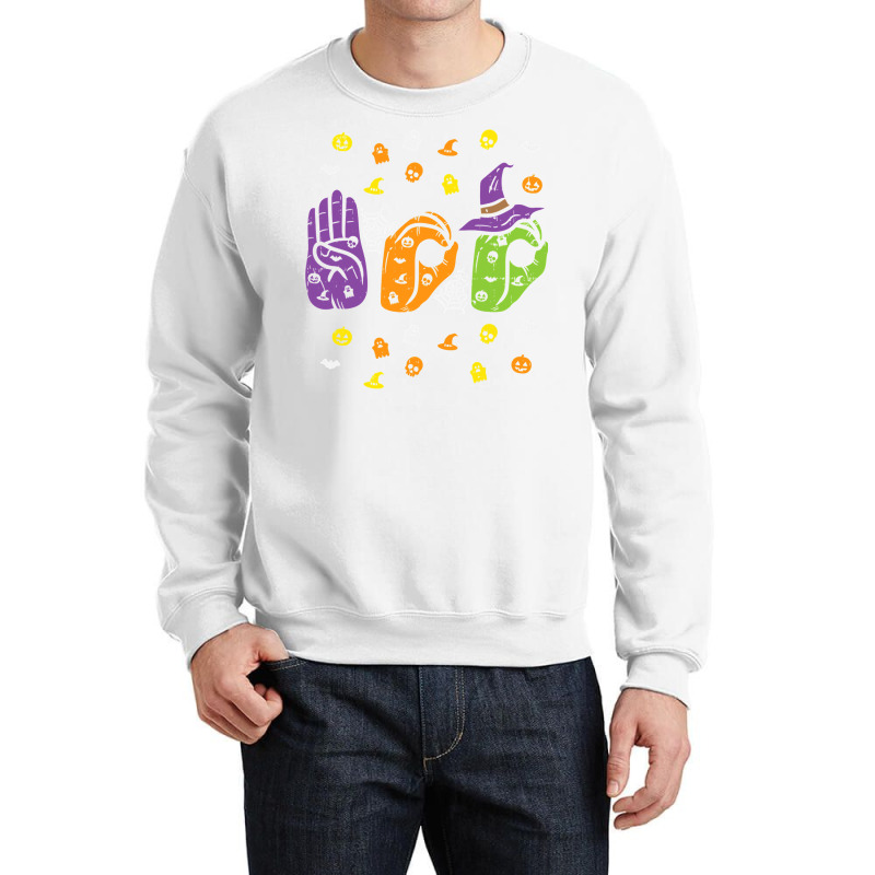 Boo Hands American Sign Language Pride Asl Halloween Crewneck Sweatshirt by BarbaraArtist | Artistshot