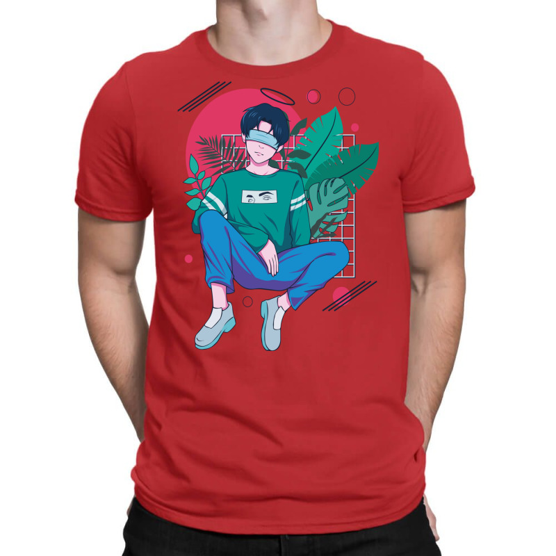 Chilling Anime Boy Tshirt Classique Green T-Shirt by jorsievinettc | Artistshot