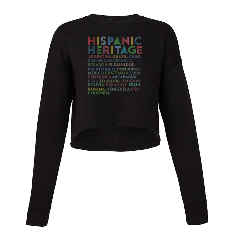 Latino Hispanic Heritage Latin Countries Month Retro Vintage Cropped Sweater by siniszeger | Artistshot