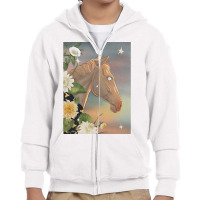 Limited Edition Mythical Horse With Flowers And Stars Youth Zipper Hoodie | Artistshot