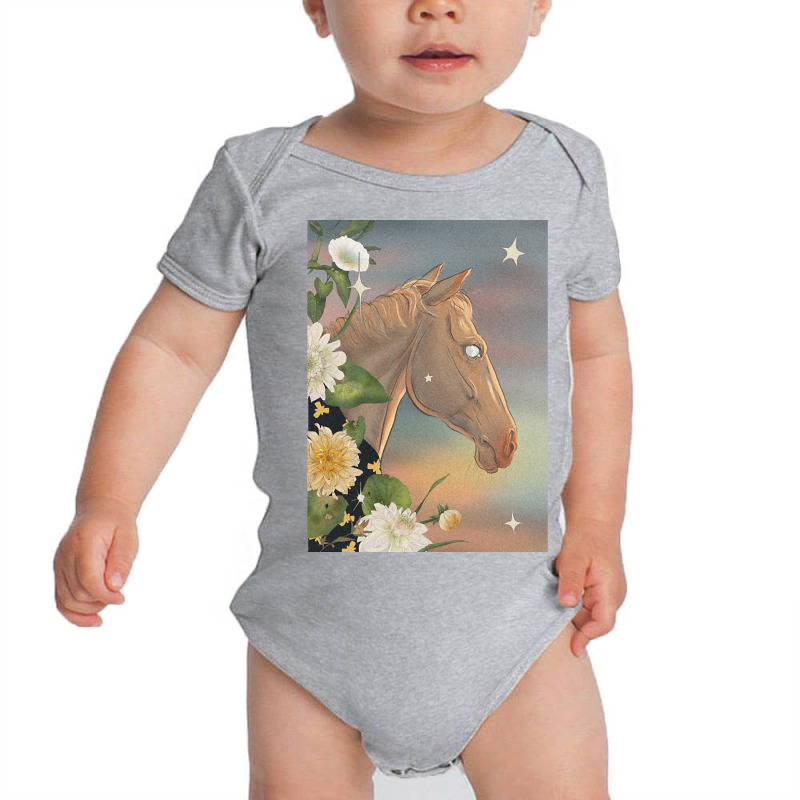 Limited Edition Mythical Horse With Flowers And Stars Baby Bodysuit by Milne Charlton | Artistshot