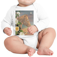 Limited Edition Mythical Horse With Flowers And Stars Long Sleeve Baby Bodysuit | Artistshot