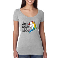 Life Is Better With Horses Equestrian Gift For Women Girls   Nature Gi Women's Triblend Scoop T-shirt | Artistshot