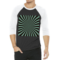 Limited Edition Op-art Sun In Green And Black 3/4 Sleeve Shirt | Artistshot