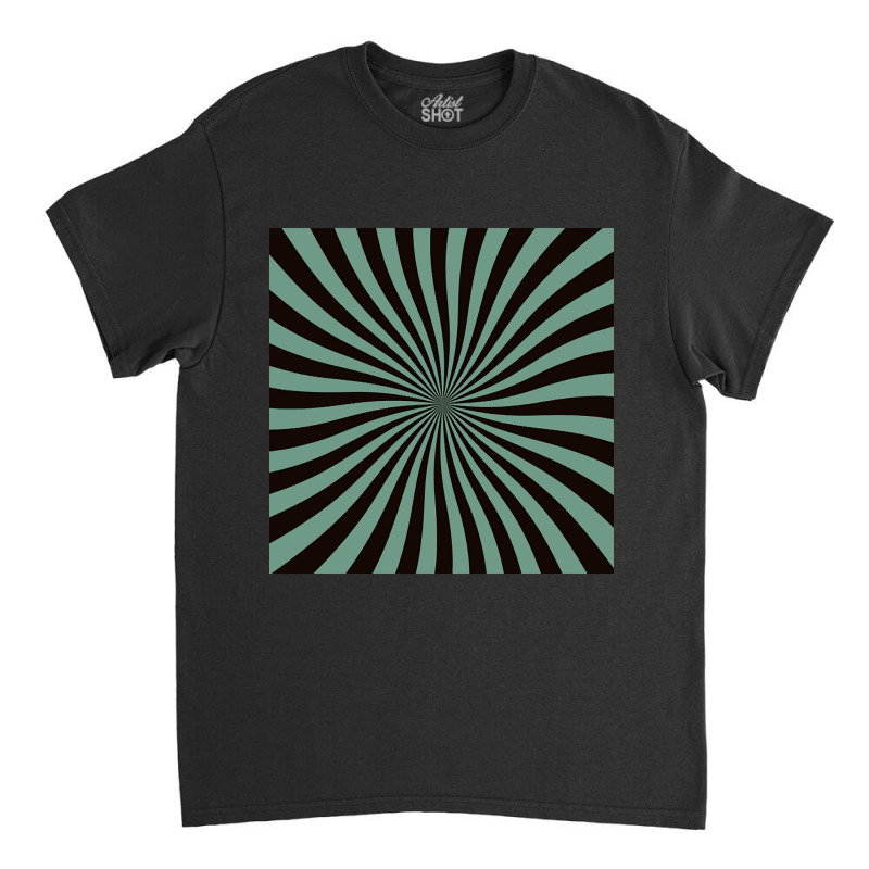 Limited Edition Op-art Sun In Green And Black Classic T-shirt by laurynvanhoose | Artistshot