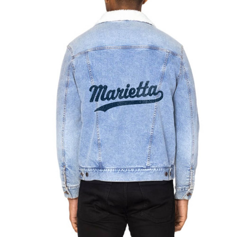 Marietta Georgia Ga Vintage Sports Graphic Premium T Shirt Unisex Sherpa-lined Denim Jacket | Artistshot