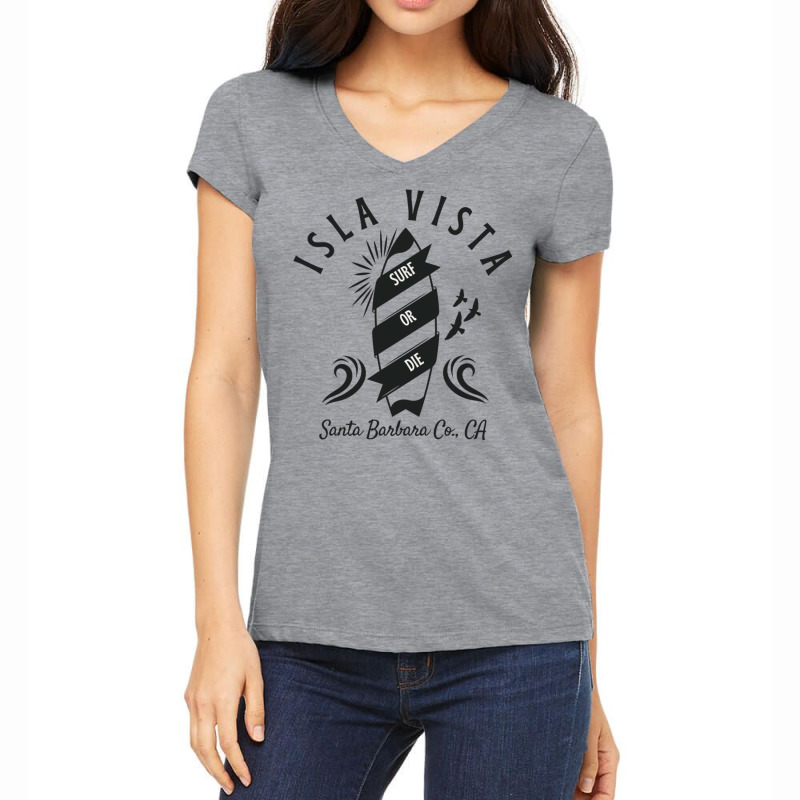 Planche De Surf Rétro Isla Vista Santa Barbara Co. California   Noir Women's V-Neck T-Shirt by akangapiyose9 | Artistshot