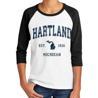 Hartland Michigan Mi Vintage Athletic Navy Sports Design Tank Top Youth 3/4 Sleeve | Artistshot