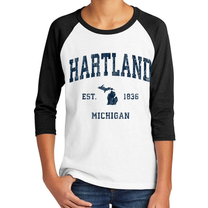 Hartland Michigan Mi Vintage Athletic Navy Sports Design Tank Top Youth 3/4 Sleeve by kleebbi | Artistshot