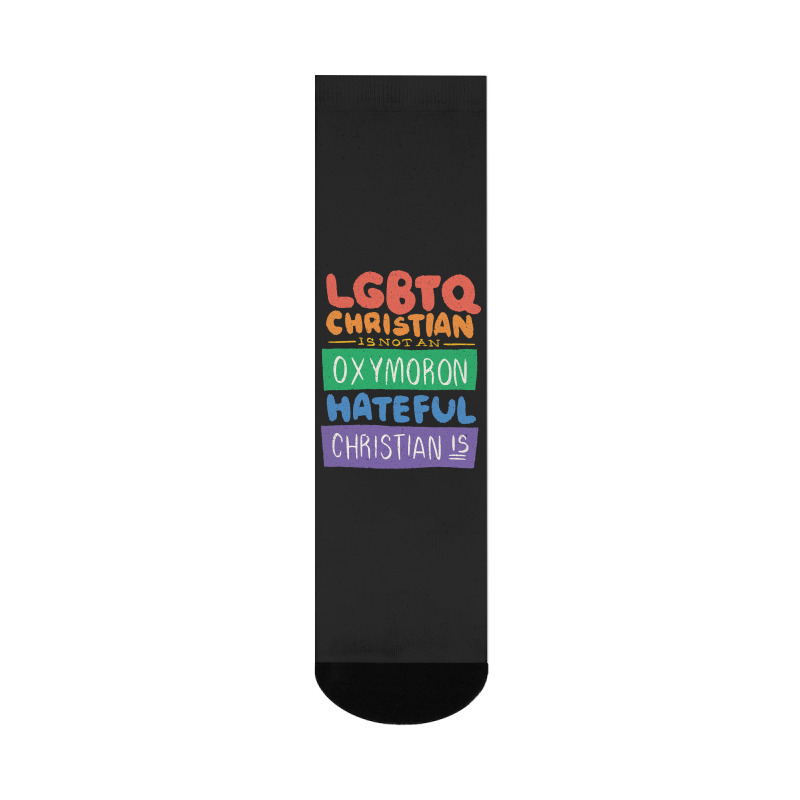 Limited Edition Lgbtq Christian Is Not An Oxymoron Lgbt Pride Gift Crew Socks | Artistshot