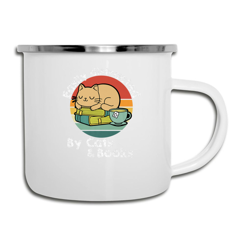 Vintage Retro Easily Distracted By Cats And Books Cat Lover Camper Cup | Artistshot