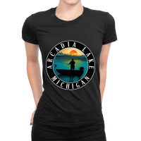 Trending Arcadia Lake Fishing Michigan Sunset Ladies Fitted T-shirt | Artistshot