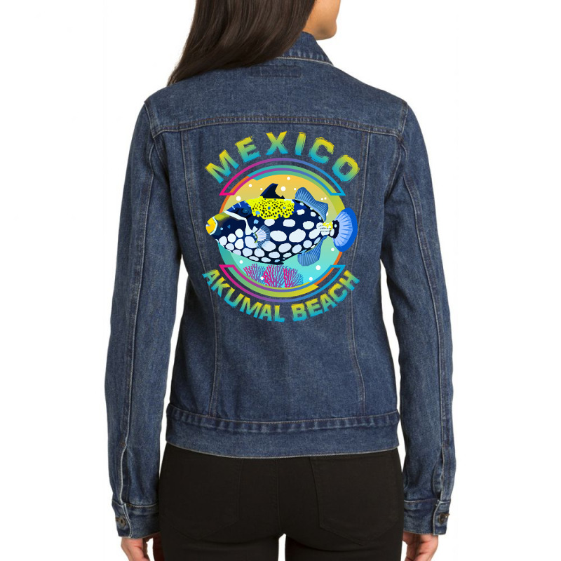 Limited Edition Mexico Akumal Beach (riviera Maya), Clown Triggerfish Ladies Denim Jacket by Pannell Quintero | Artistshot