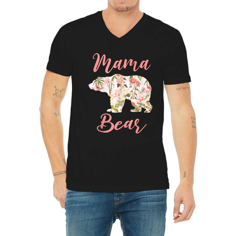 Hot Trend Mama Bear Floral Mothers Day V-neck Tee | Artistshot