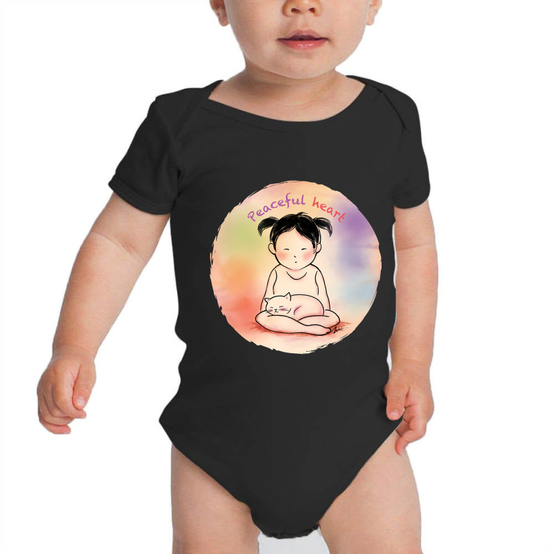 Trending Peaceful Heart With Cat Baby Bodysuit by Crews Micki | Artistshot